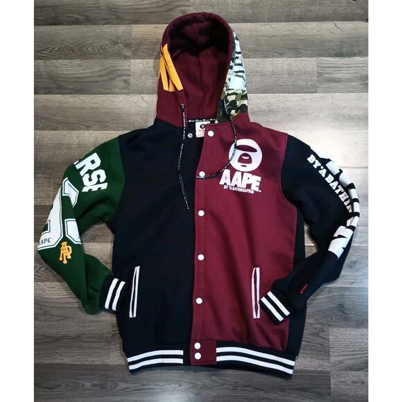 BAPE AAPE MEN HOODED JACKET SIZE XXL MULTICOLOR
